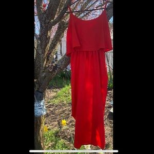 Red high low summer dress Size L